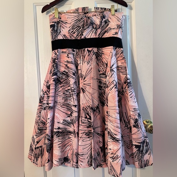 CAROLINA HERRERA 10 Silk Splash Parasol Print Strapless Cocktail Pink MADE USA - Picture 3 of 16